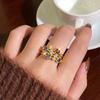 Vintage Geometric Colorful Zircon Rings For Women Luxury Gold Color Copper Knuckle Ring Female Wedding Party Charm Jewelry Gift