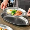 Stainless Steel Fish Dish Home Steaming Fish Plate Oval Platter Thickened Main Dish Plate Snack Dessert Serving Tray
