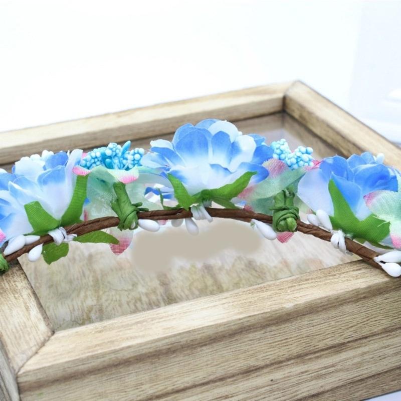 Flower Wreath Headbands Flower Crown Bride Hairband Fashionable Hair Accessories for Holiday Festivals and Parties