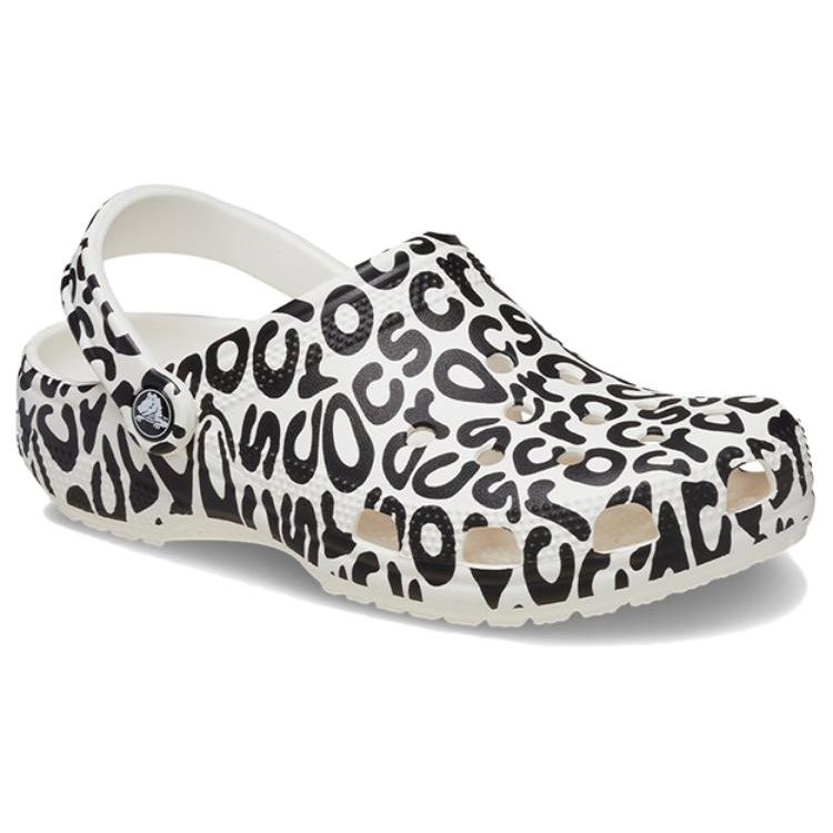 Crocs Classic Warped Logo Clog White Black Unisex 210805-100