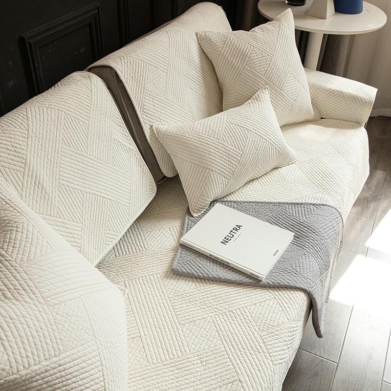 Pure Cotton Four-Season Universal Sofa Cushion, Simple Non-Slip Fabric Seat Cushion, High Temperature Washing Cotton Cover Towel Cover Cloth
