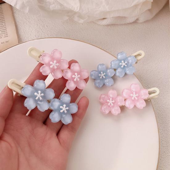 4 Stuks Meisjes Haarspeld Macaron Kleur Kersenbloesem Haarclips Parelmoer Textuur Stabiele Golvende Pony Haarspelden Haaraccessoires