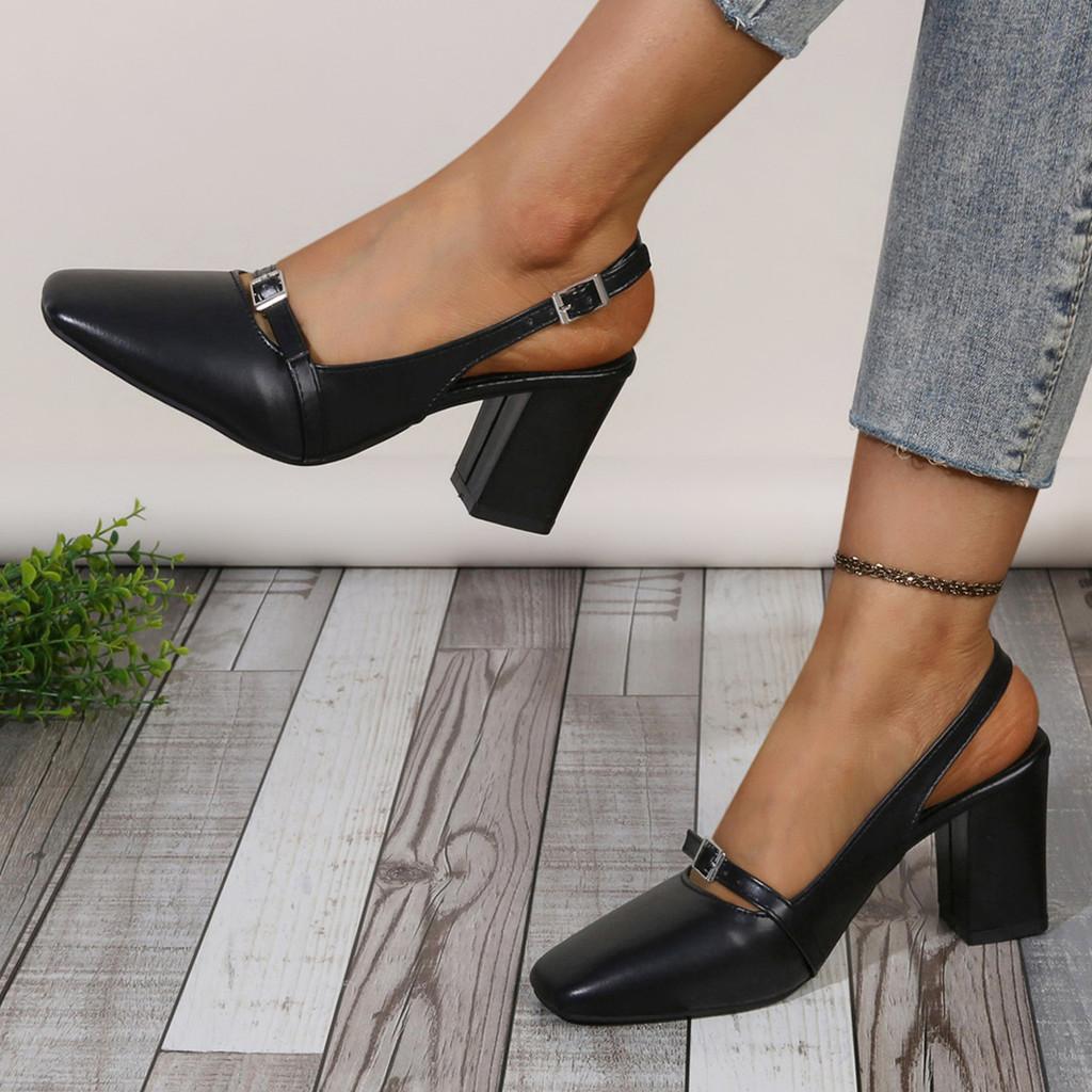 Summer High Heel Shoes For Women With Square Toe And Rubber Sole Perfect For Party Wear