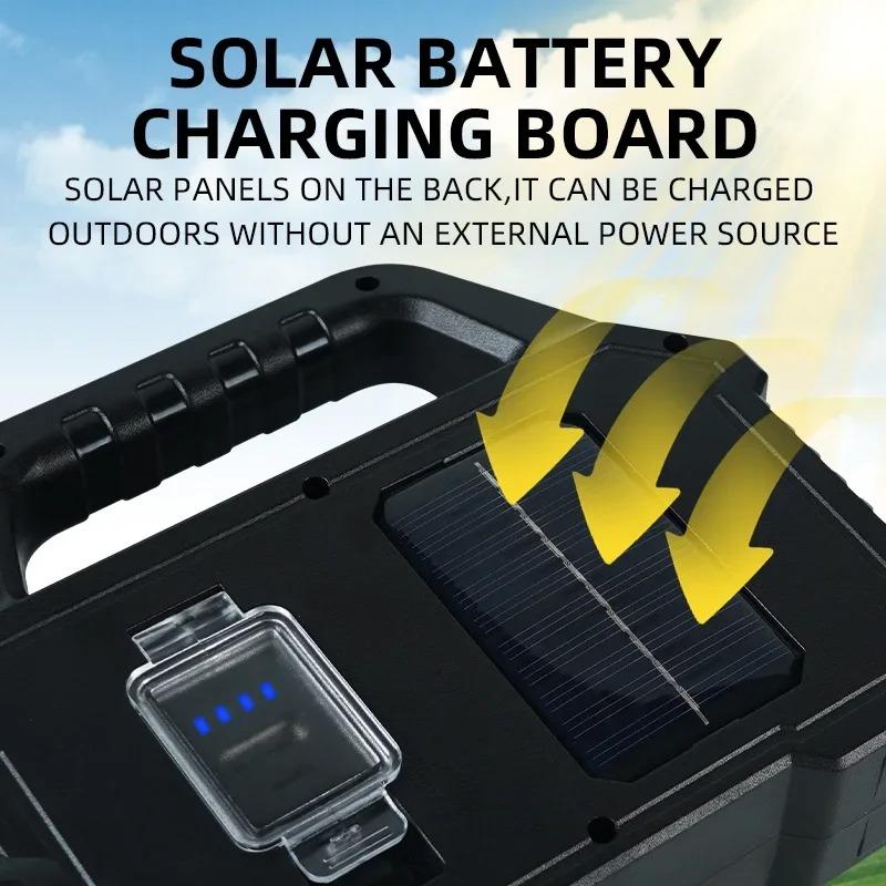 High Power LED COB Flashlights Rechargeable Camping Work Light Multi Functional Portable Light Solar Charging 6 Lighting Modes