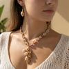 Creative Acrylic Sea Shell Necklace Earrings Set For Women Bohemian Conch Pendant Tassel Choker Beach Vacation Hawaiian Jewelry
