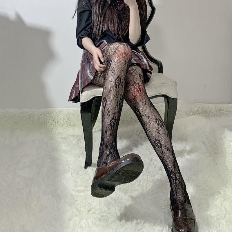 New Punk Girls Ab Asymmetric Striped Mesh Tights Women Sexy Fishnet Stockings Gothic Lolita Dark Fashion Nylon Pantyhose