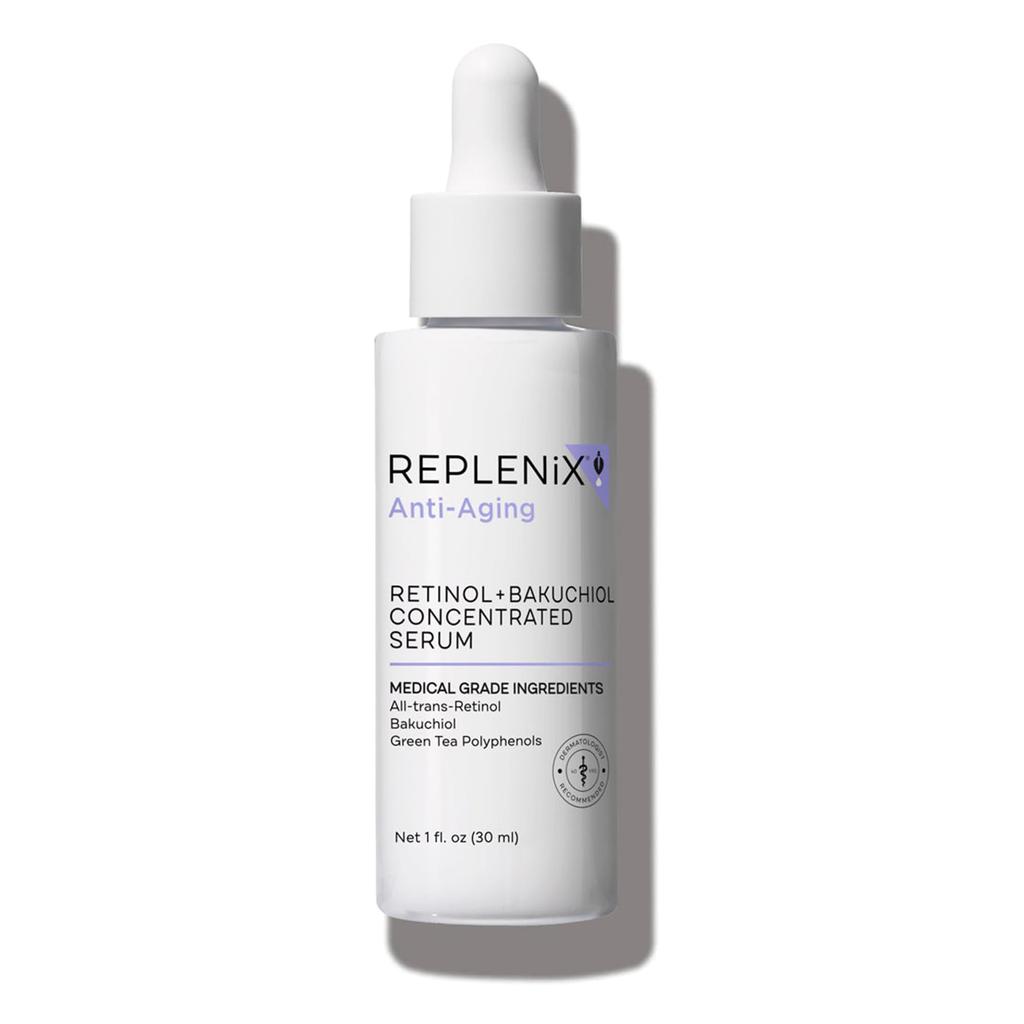 Replenix Retinol + Bakuchiol Concentrated Serum (30mL) Night Use, Suitable for Sensitive Skin, Anti-Aging Care, Fragrance-Free, Paraben-Free,