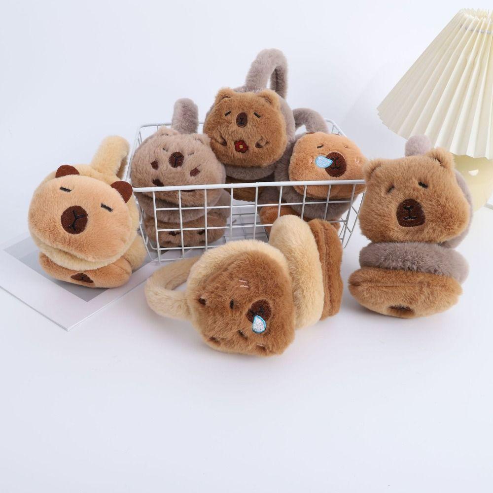 Cartoon Animal Warm Earflaps Windproof Cute Ear Cover Comfortable Capybara Plush Earmuffs  Riding