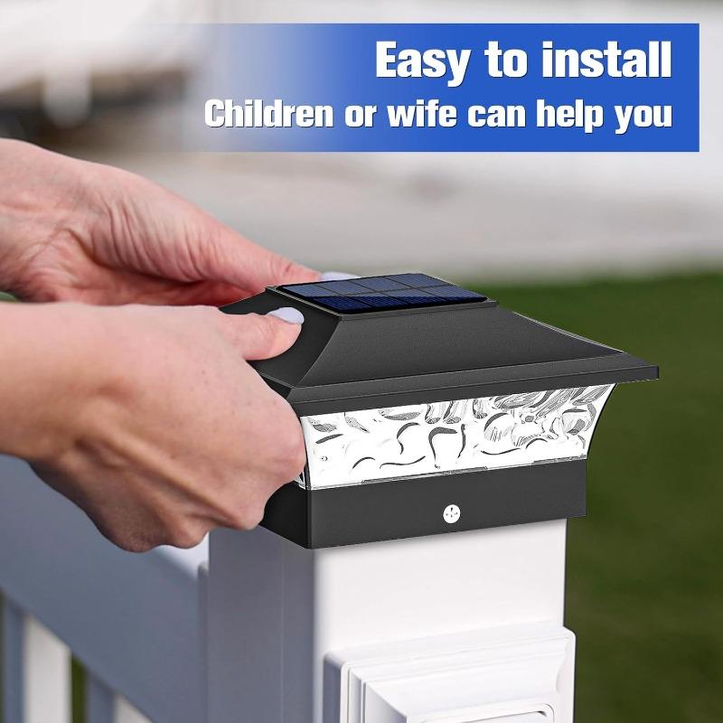 Outdoor solar pole cap light fence cap light, suitable for courtyards/gardens/corridors, warm white, 2 lighting modes, winter decoration