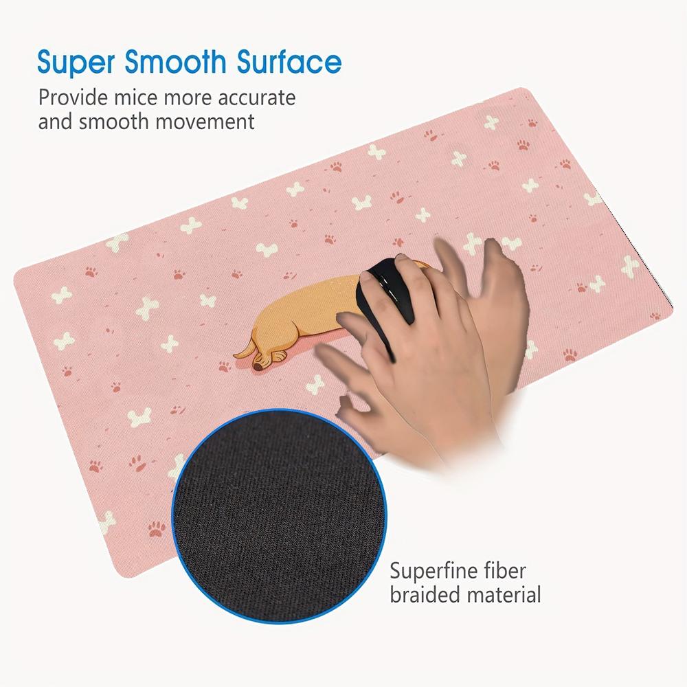 Large gaming mouse pad with cute paw print design,anti slip rubber base,computer desktop accessory suitable for PC gaming office