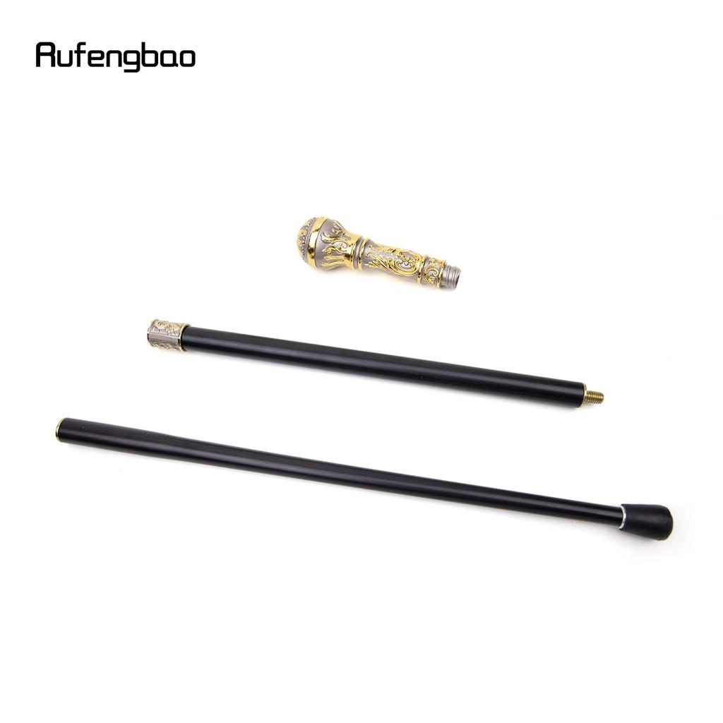 Goldgrauer Luxus-Gehstock mit rundem Griff, modischer Gehstock für Party, dekorativer Gehstock, eleganter Spazierstock mit Crosier-Knopf, 93 cm