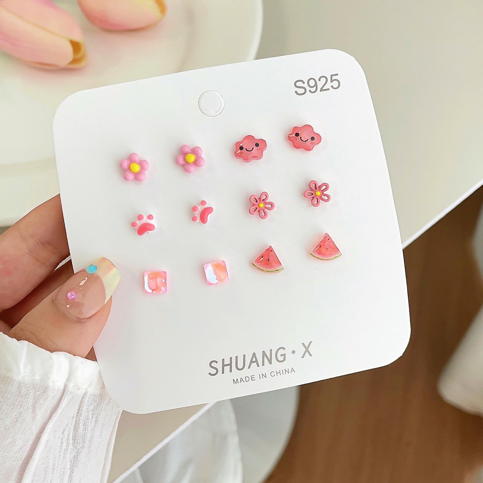 

Милые серьги-гвоздики One-Week в виде цветка и бабочки из смолы с серебряными штифтами