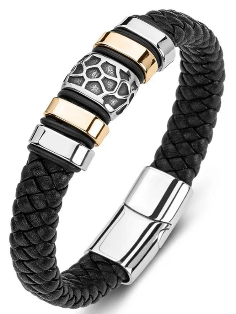 Creative and Fashionable Woven Honeycomb Shape Leather Bracelet for Men, Personalized Trendy Punk Jewelry Accessories for Women