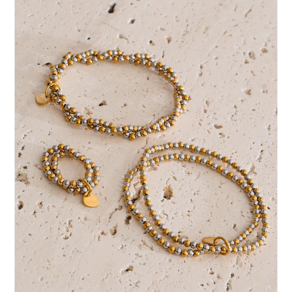 Yhpup Handmade Beads Jewelry Stainless Steel Elasticity Bracelet Bangle Ring Waterproof Fashion Summer Popular Jewelry Wholesale