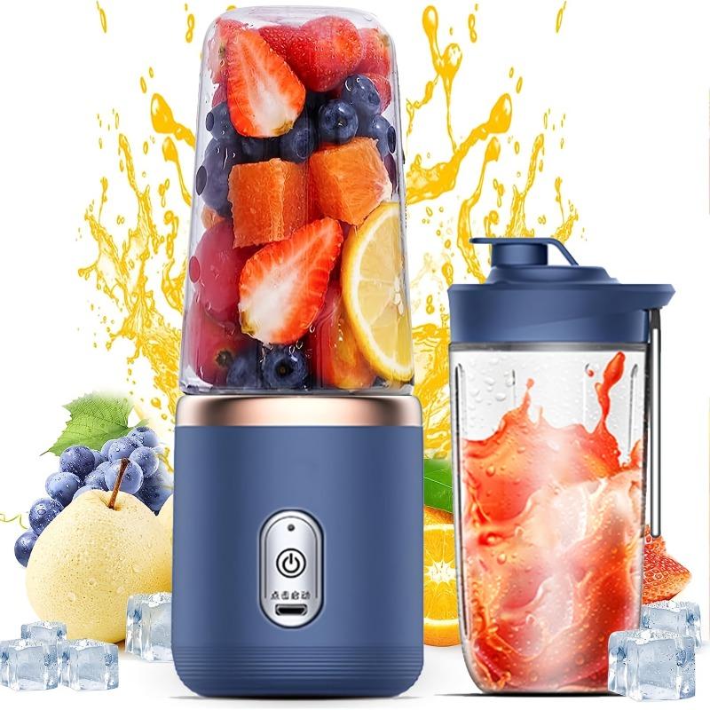 Individual USB Rechargeable Blender, Portable Fruit And Vegetable Juicer Cup with 6 Blades And Travel Lid, Handheld Blender for Travel, Gym