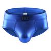 Men Underpants Glossy Faux Leather Low Waist Smooth Anti-septic Reflective Seamless U Convex Elastic Soft Breathable Club Performance Party