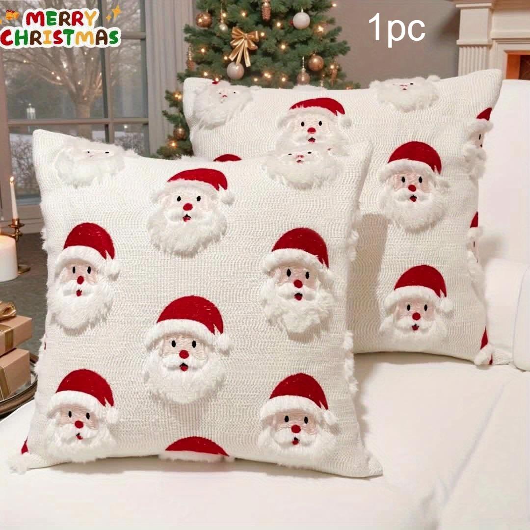 

1pc Santa Claus Quilted Throw Pillow Cover, Cushion Cover,Nordic Ins Style Luxury Cute Decorative Pillow Cover,decorative