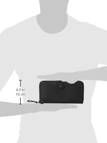 JILL STUART Women's Lunati Round Long Wallet with Covered Buttons, Shrink-Wrapped Leather, Retro Style, JSLW3DT2