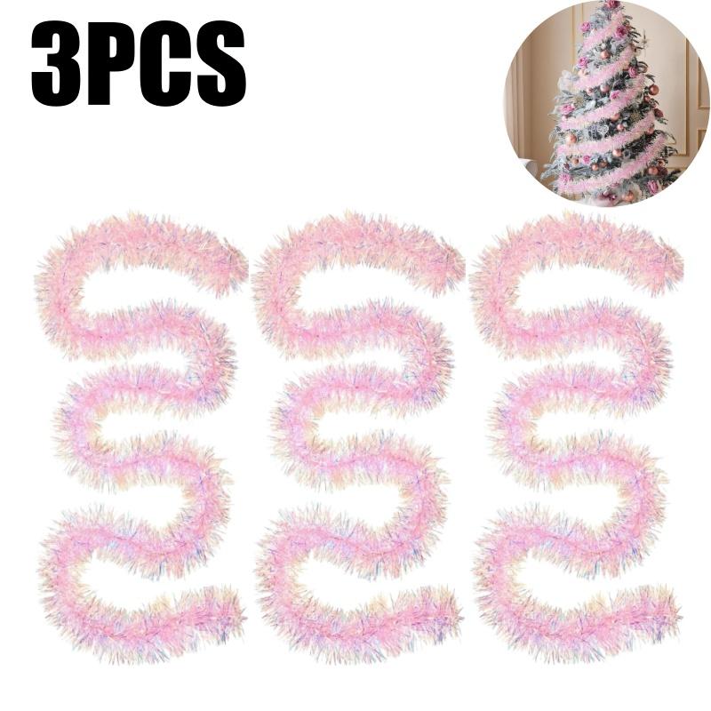 2M Rosa Weihnachtsband Girlande Ranke Kranz für Hochzeitsfeier Deko Festliche DIY Bastel Streamer Feiertagsdekorationszubehör