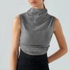Women's Solid Color Semi-high-neck Sleeveless Vest Pleated  Top T-shirt