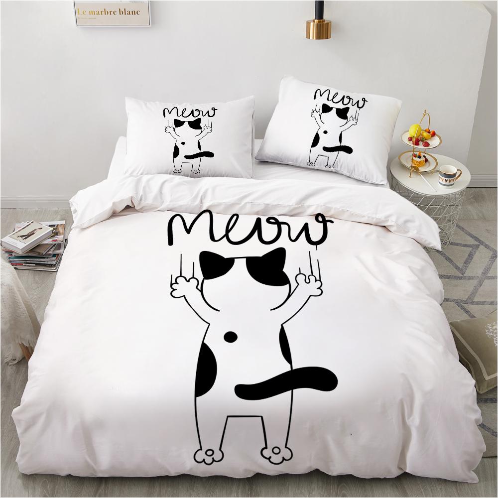 Animal Kitty King Queen Duvet Cover Lovely Pet Cat Bedding Set Cartoon Quilt Cover 2/3pcs Colorful Polyester Comforter Cover