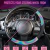 CAR-GRAND Chameleon Iridescent Reflective PU Leather Steering Wheel Cover,15Inch Universal Fit For 95% Suvs,Sedans,Vans,Trucks For Unique Cute Women