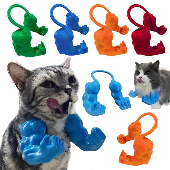 2Pcs Cat Muscle Arm 3D Printed Funny Cat Neck Arm with Muscle Superhero Cosplay Costume Funny Pet Photography Props Birthday Party Supplies