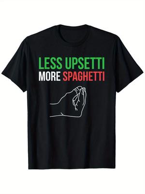 Weniger Aufregung Mehr Spaghetti Italienischer Satz T-Shirt - Lustige Pasta mit Spaghetti