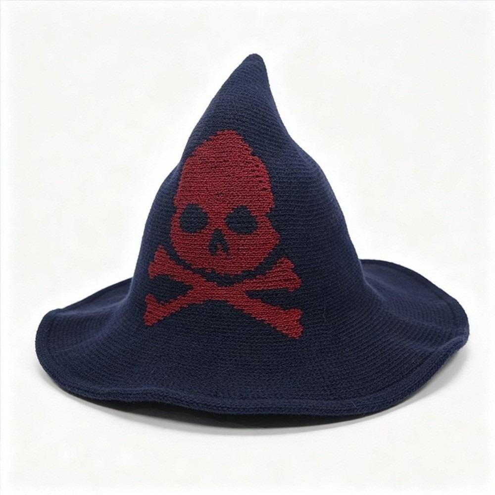 Vintage Witch Hat Halloween Wool Knit Hat Fashion Coseplay Accessories for Women