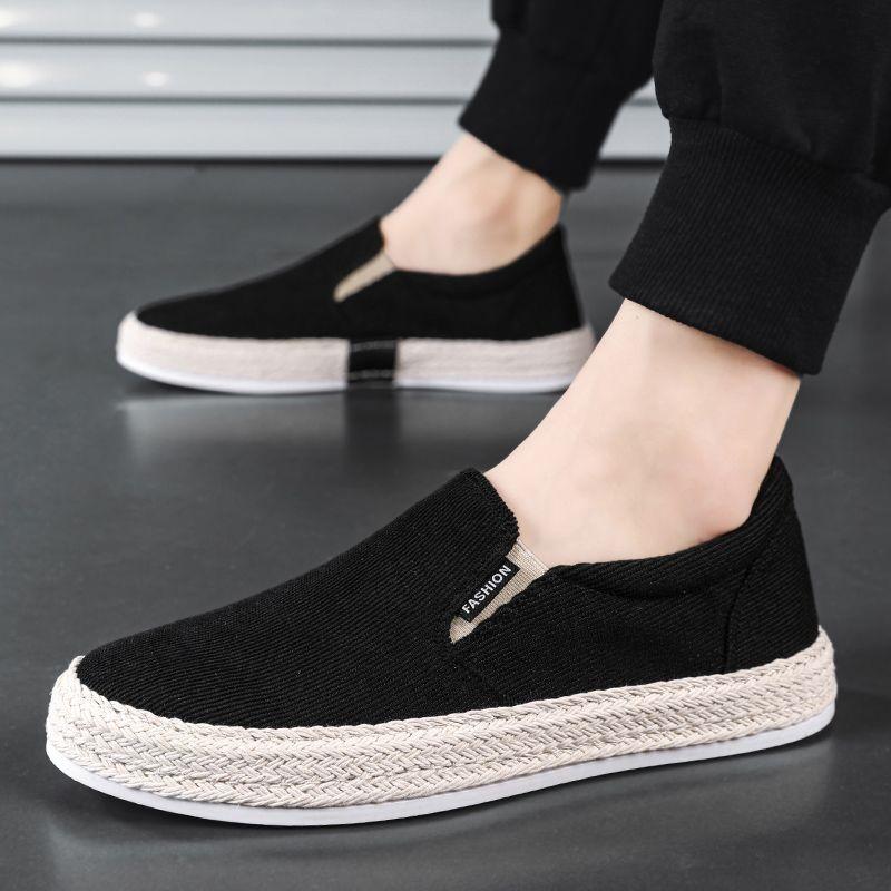 Fashion Sneakers Summer Canvas Round Toe Men's Casual Shoes Solid Color Non Slip Non-leather Work Fashion 2025 Male Shoe Walking Hiking