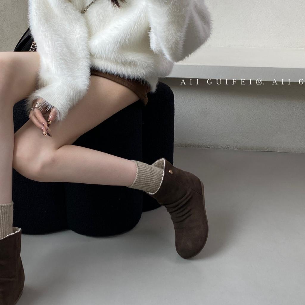 2025 autumn and winter new soft-soled low-tube thin cotton Martin snow warm fashion inner slope heel women's short boots