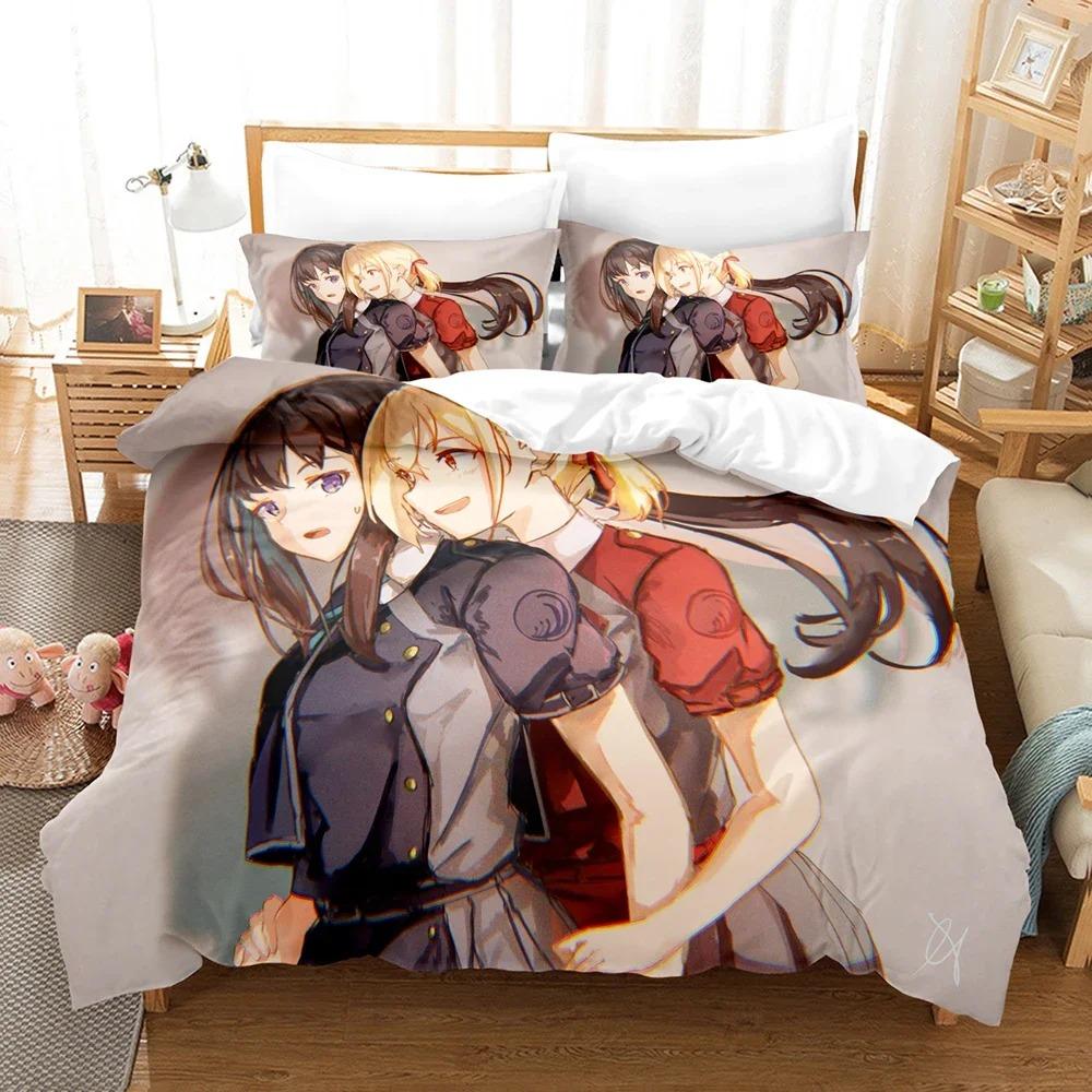 Anime Lycoris Recoil Bedding Set Duvet Cover Bedroom Comforter Covers Single Twin King Size Quilt Cover Home Textile