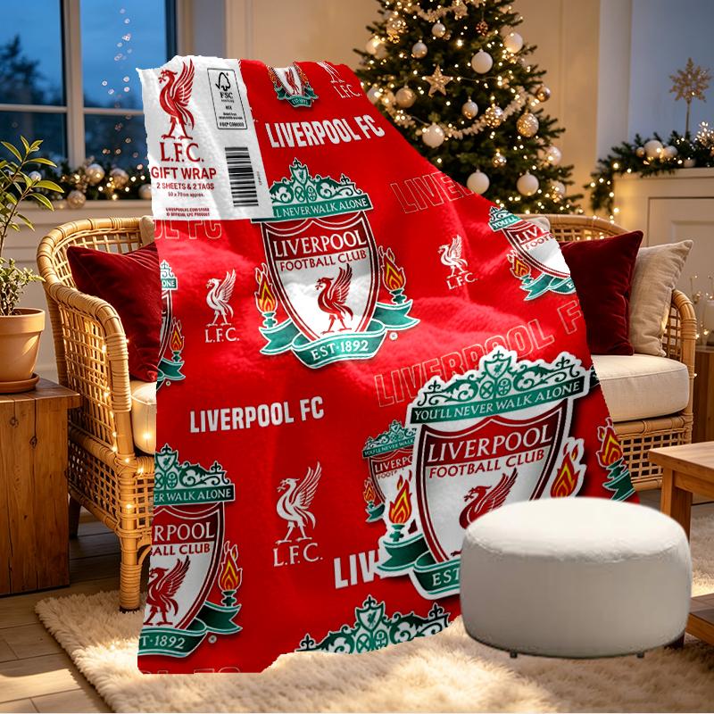 Liverpool F.C. Print Decke - Weich & Bequem, für Schlafzimmer, Reisen, Sofa, Heimdekoration - Geburtstags-Weihnachtsgeschenk für Freund