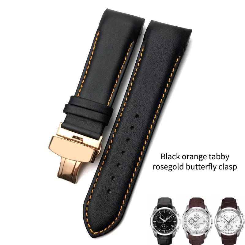 

Curved End 22mm 23mm 24mm Genuine Leather Watchband for Tissot T035 T 035617 627 Cowhide Watch Strap Butterfly Clasp Men Tools 23mm