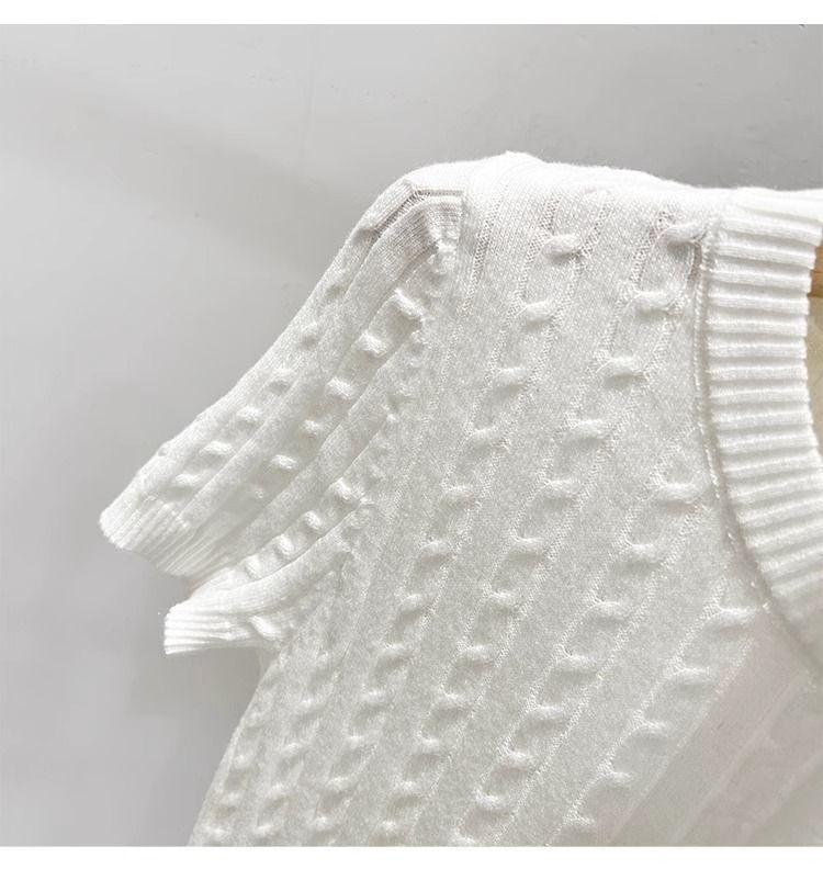 Women's Soft Knit Royal Blue Crew Neck Short Sleeve Sweater - Stylish & Slim Fit, 2025 Spring/Summer Korean Fashion