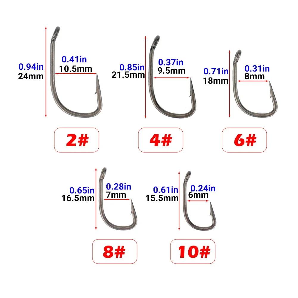 500 Pieces PTFE Coated High Carbon Stainless Steel Barbed Fish Hook With Eye 8027 Carp Fishing Accessories