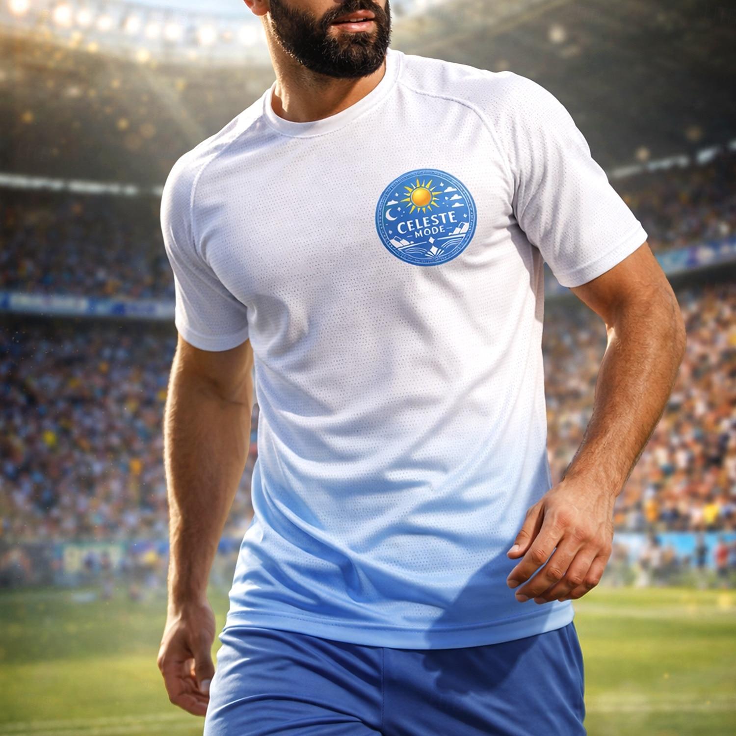 Men s Soccer Jersey Shirt Argentina Style White Light Blue Minimal Graphic Tee Breathable Quick Dry Mesh Athletic Top S