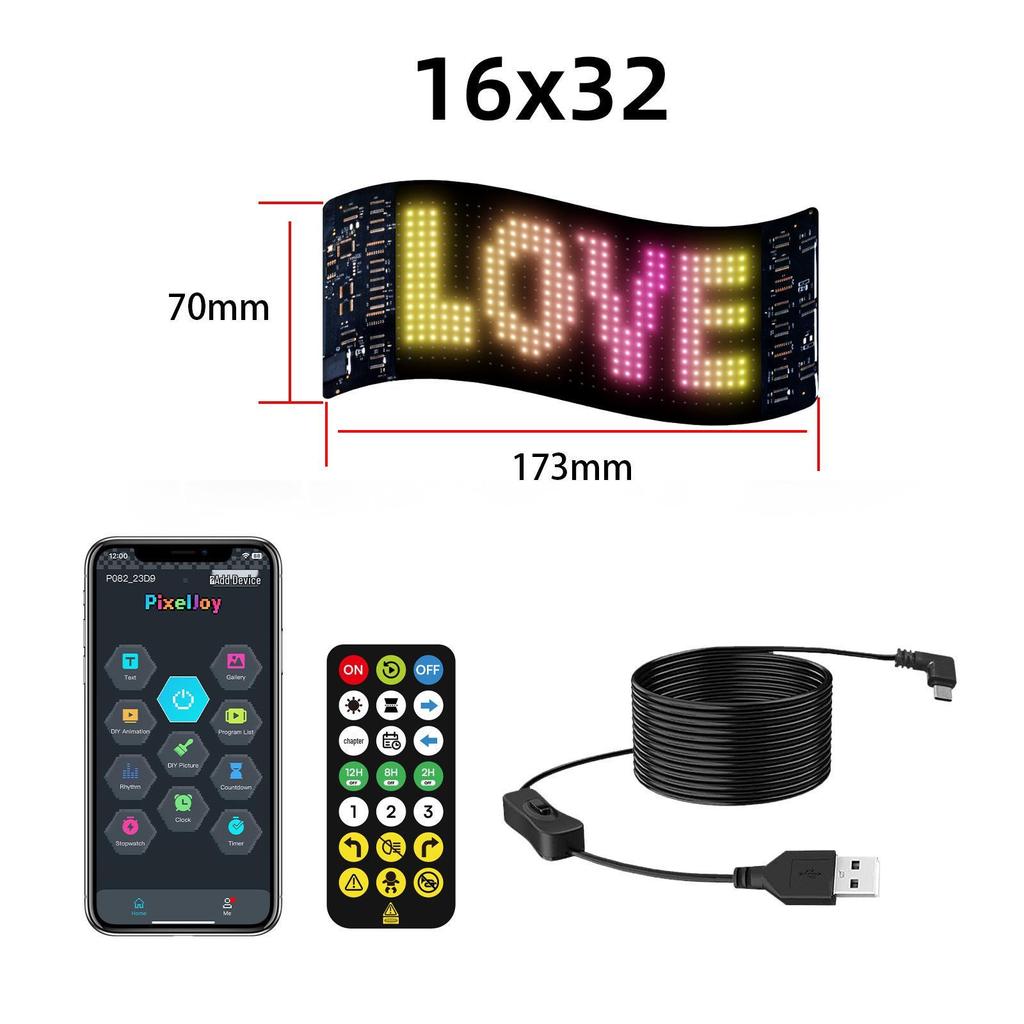 Smart LED Car Sticker: Full Color Flexible Display with Bluetooth Scrolling Subtitles for In-Car Advertising.