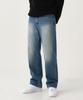Akeusi Daily Semi-Long Wide Denim Pants (Blue Wash)