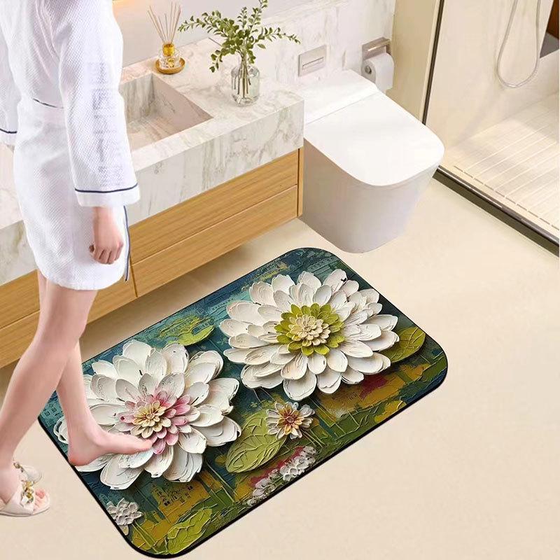 Soft, Non-Slip Daisy Diatom Mud Bathroom Mat - Quick-Dry & Thick Water-Absorbent Floor Mat