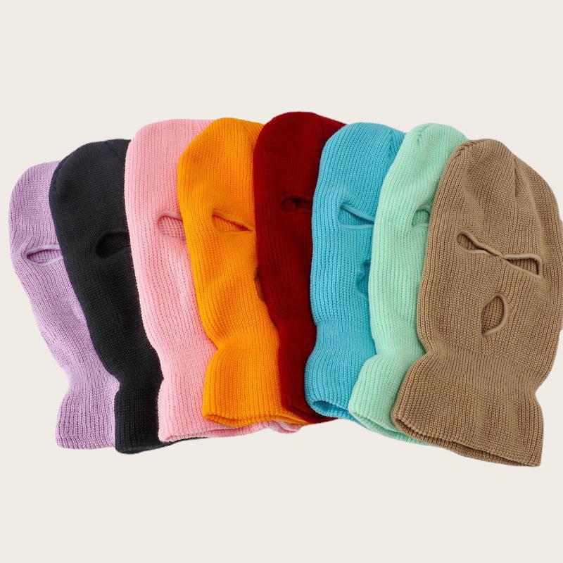 2026 New Black White 3 Hole Full Face Ski Mask Balaclava for Men Women Army Tactical CS Windproof Knit Beanies Winter Warm Caps