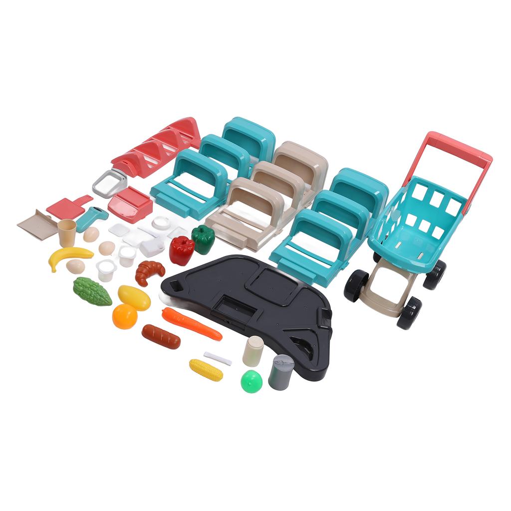 Set Supermarket pentru Copii Joc de Rol Magazin Alimentar Set de Joacă Jucării Cărucior de Cumpărături pentru Copii Bomboane Înghețată