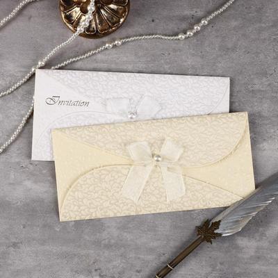 Thick Embossed Greeting Card Envelope with Bowknot Ribbon for Event Invitations