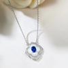 Lulu Tongzhu S925 Silver Necklace with White Mother-of-Pearl & Royal Blue Inlay 4x6mm Clavicle Chain Pendant for Women.