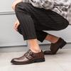 Business Men's Fashion Business Dress Pointed Office Shoes Genuine Leather Shoes Mens Buckle Casual Wedding Luxury Derby Shoes