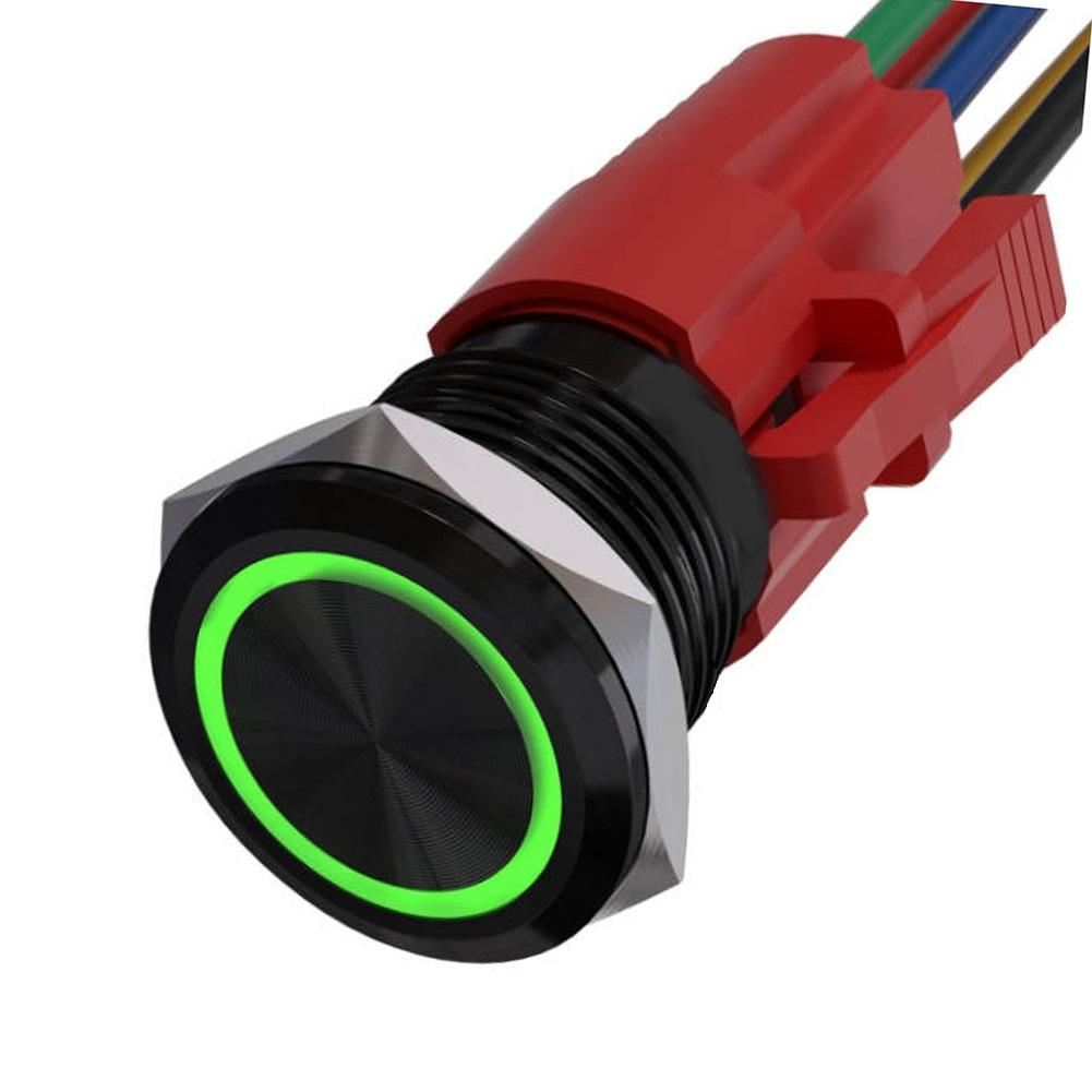 12V Druckknopf LED Lichtschalter 1 Schließer 1 Öffner Kontakt Aluminiumlegierung Material Für Automobil Momentan-Druckknopfschalter Tasten