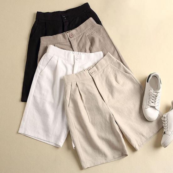 Shorts Solid Color Loose Female Ladies High Waist Short Pants for Daily Life