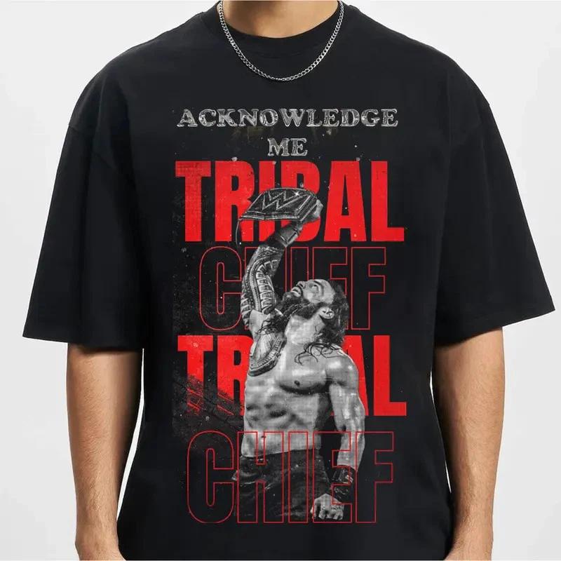 COMBATWEAR Roman Reigns Black T-Shirt, Tribal Chief Wrestling Power Graphic Tee S