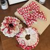 Women's Scrunchies Sweet Style Red Checkered Heart Shaped Hair Band Sweet Lace Hair Hair Tie Square Scarf Hair Tie Leather Band