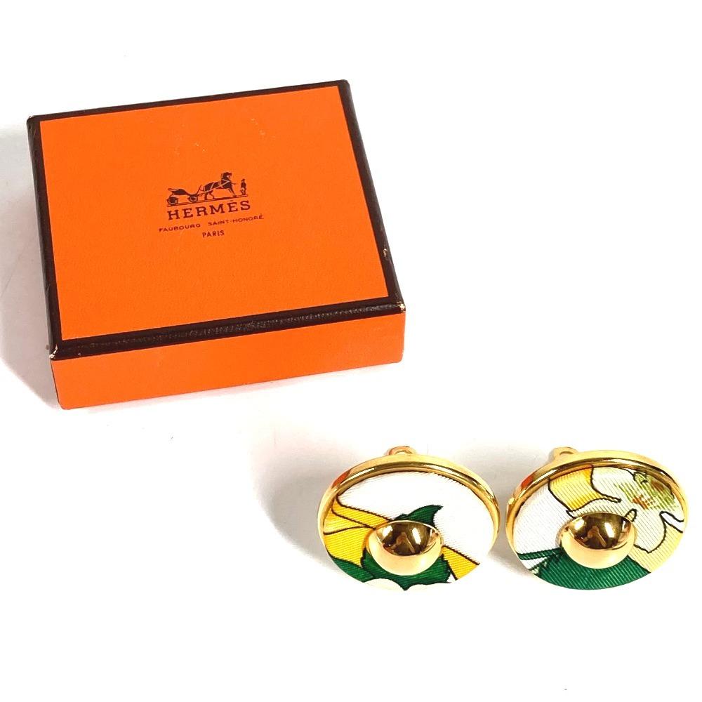 Hermes Vintage All-over Print Round Logo Accessory Jewelry Earrings